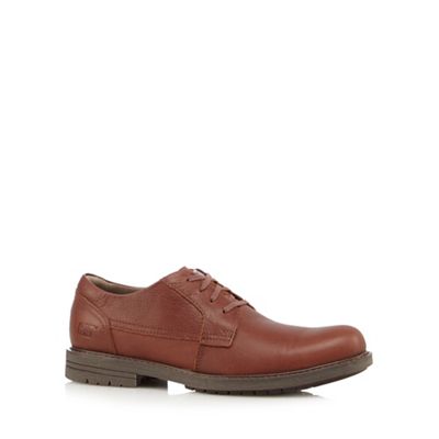 Caterpillar Big and tall brown leather lace-up derby shoes
